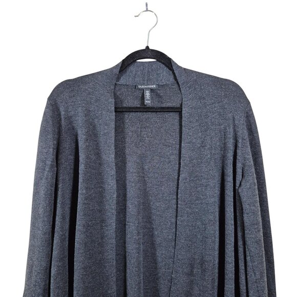 Eileen Fisher Womens Sweater Size M Petite Merino Wool Cardigan Open Long Sleeve - Picture 3 of 6
